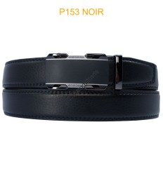 Ceinture automatique boucle crémaillère sans trous en croute de cuir de vachette 3.5 cm - 4