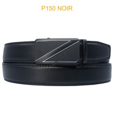 Ceinture automatique boucle crémaillère sans trous en croute de cuir de vachette 3.5 cm - 4