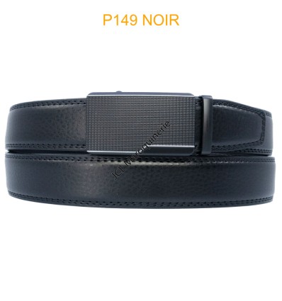 Ceinture automatique boucle crémaillère sans trous en croute de cuir de vachette 3.5 cm - 4