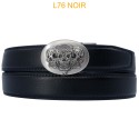 Ceinture automatique boucle crémaillère sans trous en croute de cuir de vachette 3.5 cm