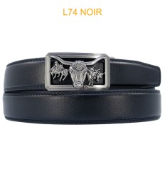 Ceinture automatique boucle crémaillère sans trous en croute de cuir de vachette 3.5 cm - 4