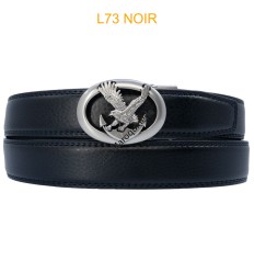 Ceinture automatique boucle crémaillère sans trous en croute de cuir de vachette 3.5 cm - 4