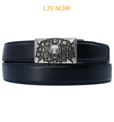 Ceinture automatique boucle crémaillère sans trous en croute de cuir de vachette 3.5 cm - 4