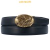 Ceinture automatique boucle crémaillère sans trous en croute de cuir de vachette 3.5 cm - 4