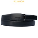 Ceinture automatique boucle crémaillère sans trous en croute de cuir de vachette 3 cm