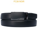 Ceinture automatique boucle crémaillère sans trous en croute de cuir de vachette 3 cm