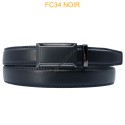 Ceinture automatique boucle crémaillère sans trous en croute de cuir de vachette 3 cm