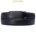 Ceinture automatique boucle crémaillère sans trous en croute de cuir de vachette 3 cm