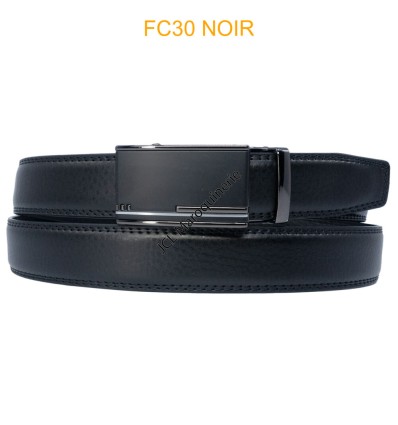 Ceinture automatique boucle crémaillère sans trous en croute de cuir de vachette 3 cm - 4