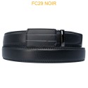 Ceinture automatique boucle crémaillère sans trous en croute de cuir de vachette 3 cm