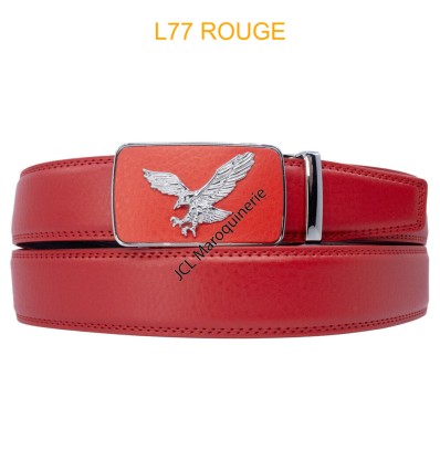 Ceinture automatique boucle crémaillère sans trous en croute de cuir de vachette 3,5 cm - 4