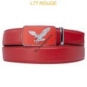 Ceinture automatique boucle crémaillère sans trous en croute de cuir de vachette 3,5 cm