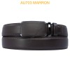 Ceinture automatique boucle crémaillère sans trous en croute de cuir de vachette 3,5 cm - 7