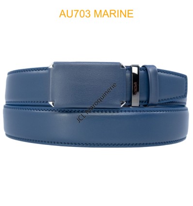 Ceinture automatique boucle crémaillère sans trous en croute de cuir de vachette 3,5 cm - 8