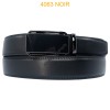 Ceinture automatique boucle crémaillère sans trous en croute de cuir de vachette 3,5 cm - 3