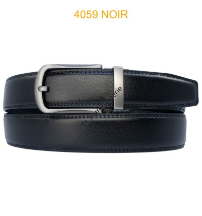 Ceinture automatique boucle crémaillère sans trous en croute de cuir de vachette 3.5 cm - 4