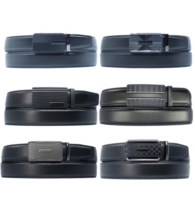 Ceinture automatique sans trous croute de cuir de vachette ajustable 35mm - 4