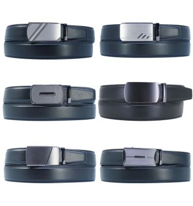 Ceinture automatique sans trous croute de cuir de vachette ajustable 35mm - 4