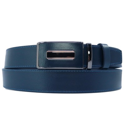 Ceinture automatique boucle crémaillère sans trous en croute de cuir de vachette 3.5 cm - 5