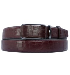 Ceinture automatique boucle crémaillère sans trous en croute de cuir de vachette 3.5 cm - 6