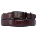 Ceinture automatique boucle crémaillère sans trous en croute de cuir de vachette 3.5 cm