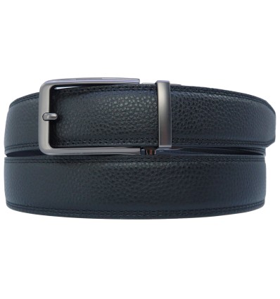 Ceinture automatique boucle crémaillère sans trous en croute de cuir de vachette 3.5 cm - 4