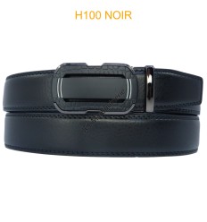 Ceinture automatique boucle crémaillère sans trous en croute de cuir de vachette 3.5 cm - 4