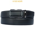 Ceinture automatique boucle crémaillère sans trous en croute de cuir de vachette 3.5 cm