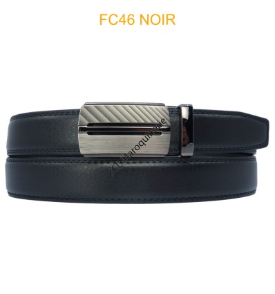 Ceinture automatique boucle crémaillère sans trous en croute de cuir de vachette 3 cm - 4