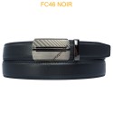 Ceinture automatique boucle crémaillère sans trous en croute de cuir de vachette 3 cm