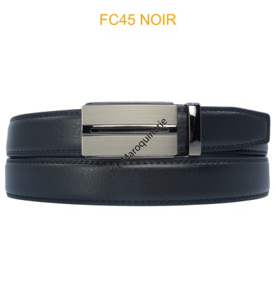 Ceinture automatique boucle crémaillère sans trous en croute de cuir de vachette 3 cm - 4