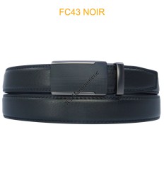 Ceinture automatique boucle crémaillère sans trous en croute de cuir de vachette 3 cm - 4