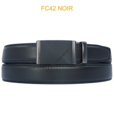 Ceinture automatique boucle crémaillère sans trous en croute de cuir de vachette 3 cm - 4
