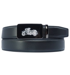 Ceinture automatique boucle crémaillère sans trous en croute de cuir de vachette 3.5 cm - 4