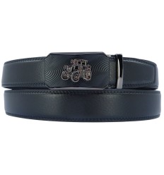 Ceinture automatique boucle crémaillère sans trous en croute de cuir de vachette 3.5 cm - 4