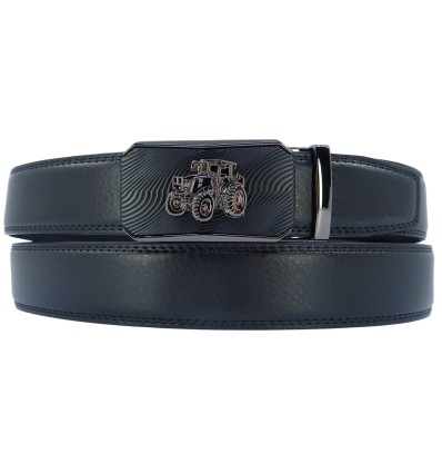 Ceinture automatique boucle crémaillère sans trous en croute de cuir de vachette 3.5 cm - 4