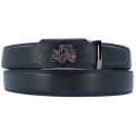 Ceinture automatique boucle crémaillère sans trous en croute de cuir de vachette 3.5 cm