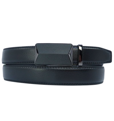 Ceinture automatique boucle crémaillère sans trous en croute de cuir de vachette 3 cm - 4