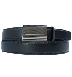 Ceinture automatique boucle crémaillère sans trous en croute de cuir de vachette 3 cm - 4