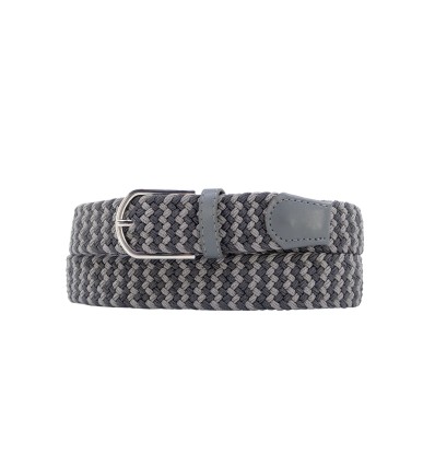 Ceinture élastique tressée large bicolor gris foncé / gris - 1