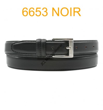 Ceinture en cuir de vachette fabrication francaise 6653 noir