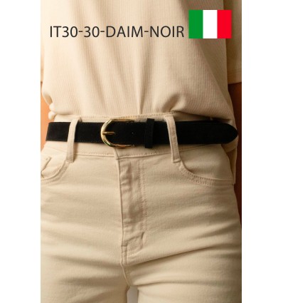 Ceinture femme en cuir daim avec boucle dorée Fabriqué en Italie - 1