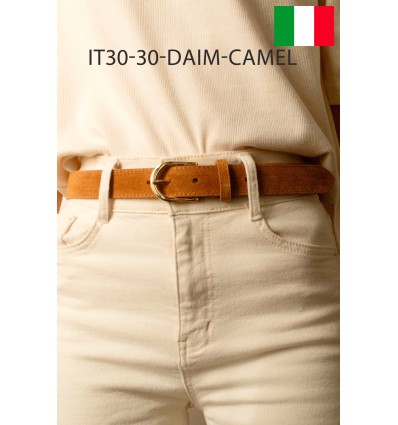 Ceinture femme en cuir daim avec boucle dorée Fabriqué en Italie - 1