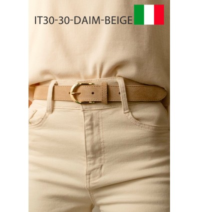Ceinture femme en cuir daim avec boucle dorée Fabriqué en Italie - 1