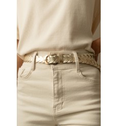 Ceinture tressé avec boucle dorée 2 cm de large - 1