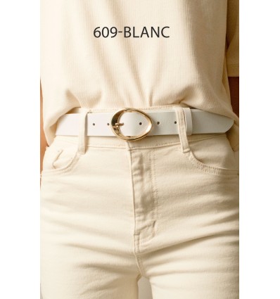 Ceinture femme 3.5 cm de large avec boucle dorée - 1