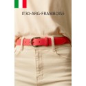 Ceinture femme boucle argenté en cuir grainé 3 cm de large