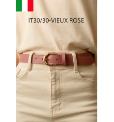 Ceinture femme bouclé dorée en cuir grainé 3 cm de large - 1