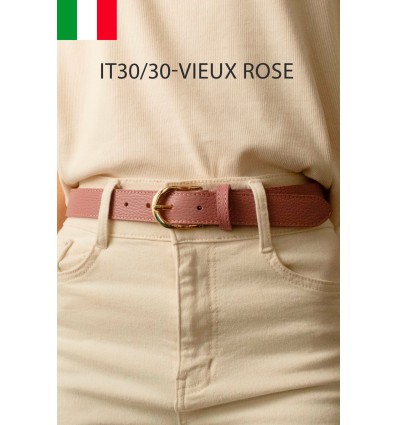 Ceinture femme bouclé dorée en cuir grainé 3 cm de large - 1