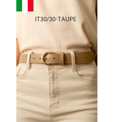 Ceinture femme bouclé dorée en cuir grainé 3 cm de large - 1